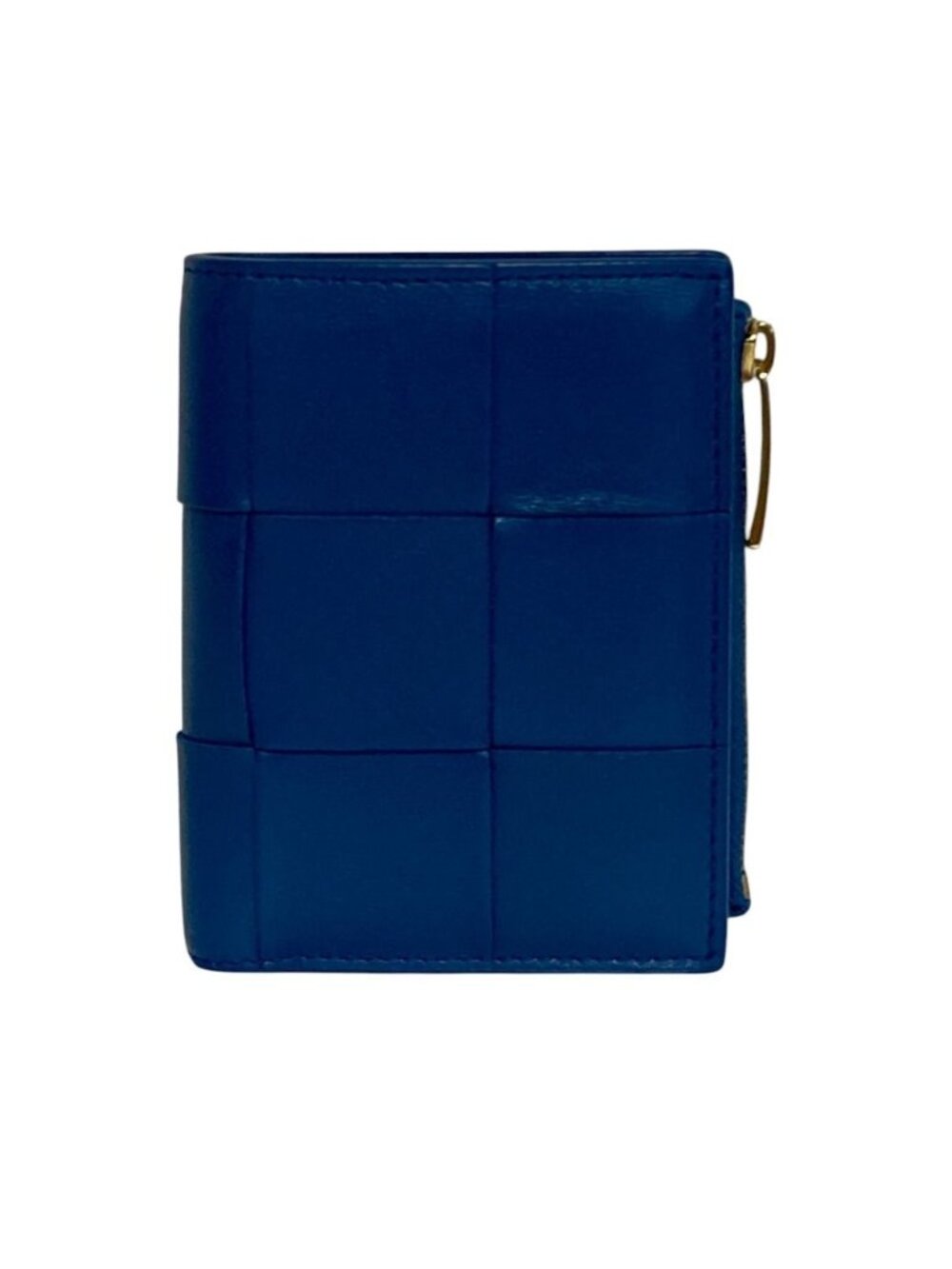 Bottega Veneta Cassette Intrecciato Compact Wallet Blue Bifold